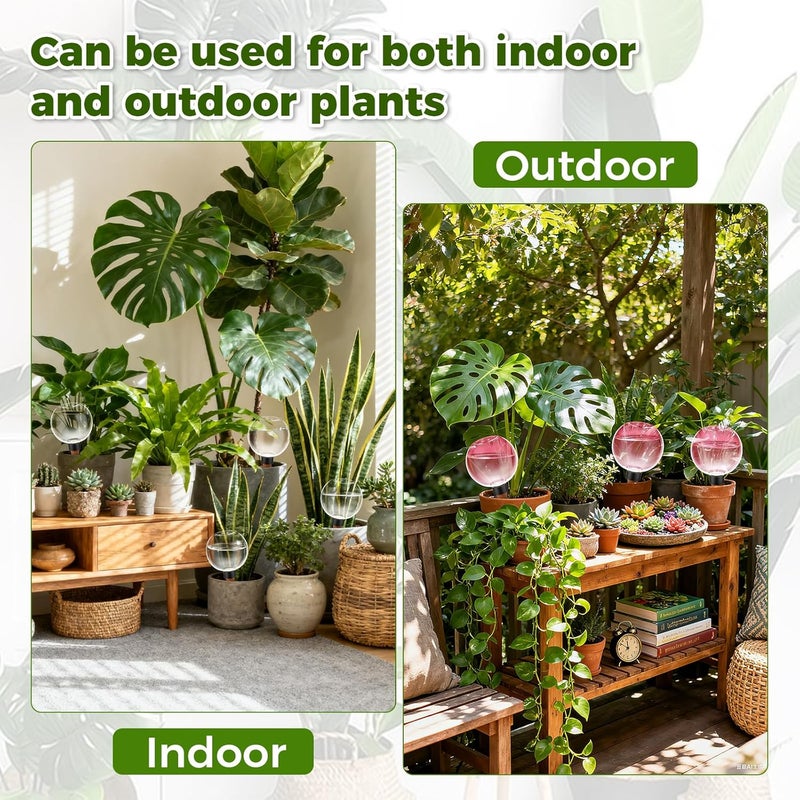 GLOBNGIAO 4 Pcs Self Watering Globes Plastic Automatic Watering Planter for Indoor Plants 17.5 oz drip Irrigation Watering Bulbs with Slow Release Control (Green) - Image 5